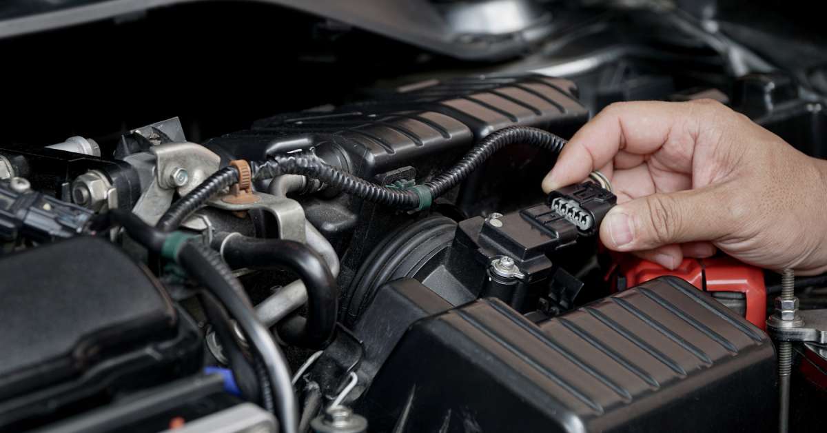 A hand holding and operating an air filter connector system. The hand is lifting the connector up and ready to remove it.